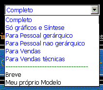 Imagem da Lista Desdobrável de seleção de Modelos só